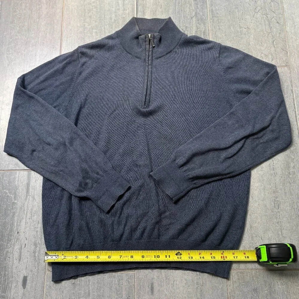 L.L. Bean Cashmere Blend 1/4 Zip Mock Neck Pullover Sweater Blue Gray Size Small